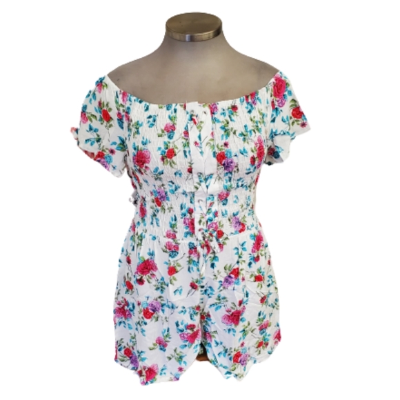 💐LOVE by CHESLEY💐 LACE UP FLORAL ROMPER 1x NWT - Picture 8 of 8